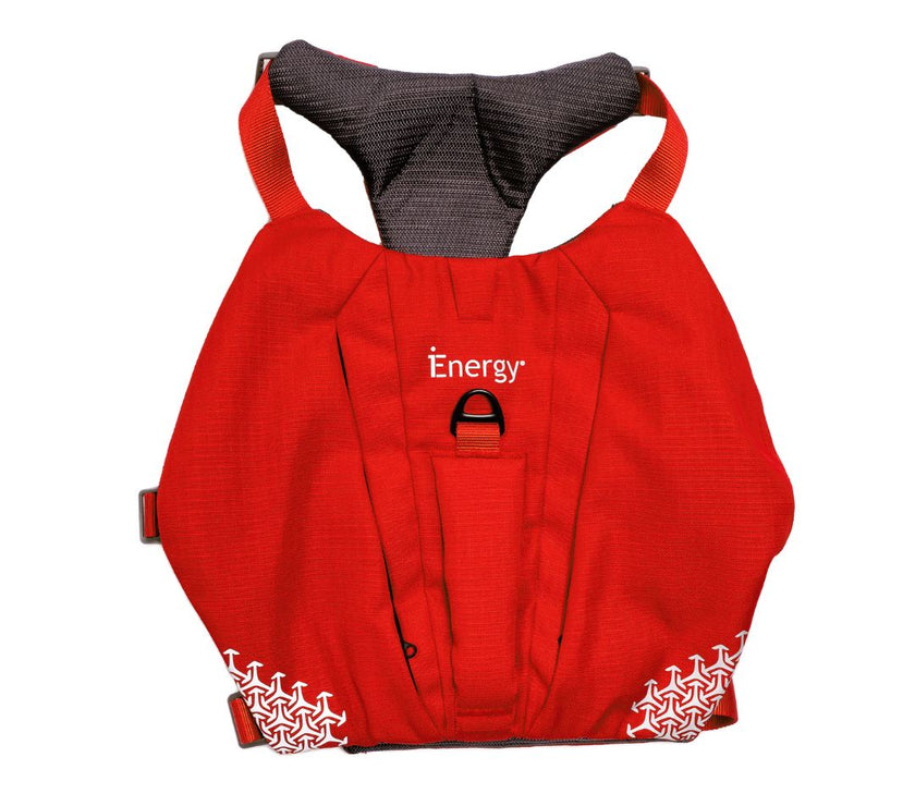 iEnergy MIC Dog Harness with zippered backpack pockets in red color