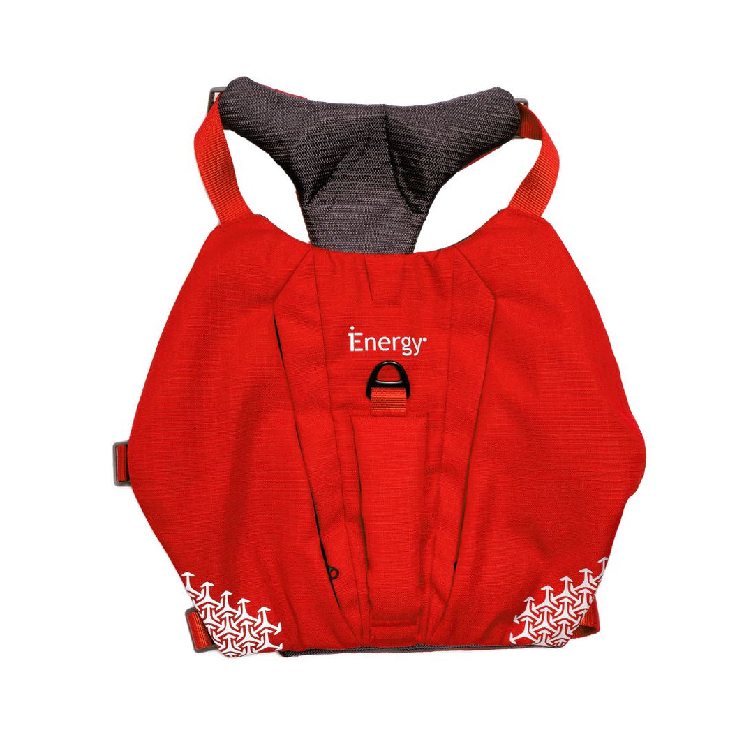 iEnergy MIC Dog Harness with zippered backpack pockets in red color