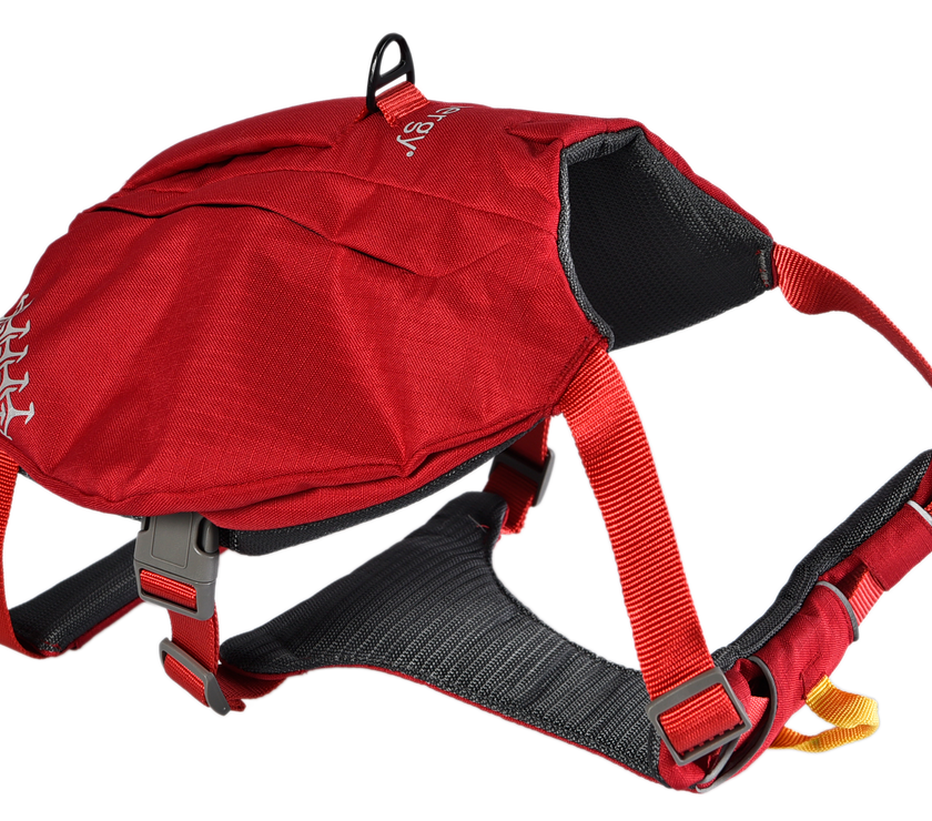 iEnergy MIC Dog Harness with zippered backpack pockets in red color