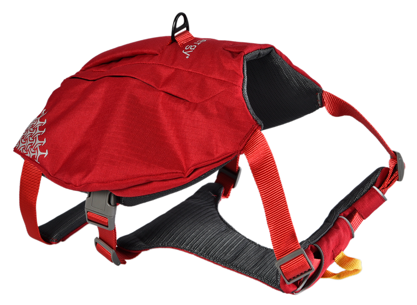 iEnergy MIC Dog Harness with zippered backpack pockets in red color